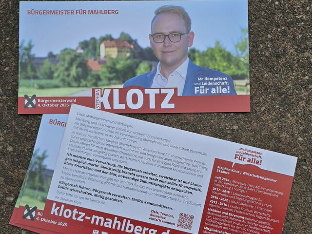Man sieht die Flyer von Stephan Klotz, welche am letzten Wochenende im gesamten Gemeindegebiet verteilt wurden.